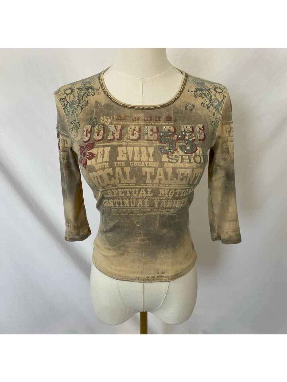 String Bean brown western style top size small y2k grunge 2000s vintage retro